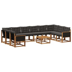 vidaXL Set di divani da esterno con cuscino 11 pcs Naturale e Nero