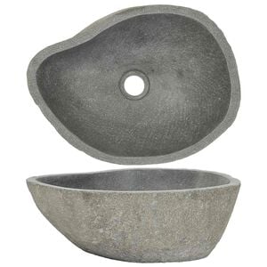 vidaXL Lavandino in Pietra di Fiume Ovale (37-46)x(29-36) cm