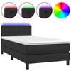 vidaXL Giroletto a Molle con Materasso e LED Nero 80x200 cm Similpelle