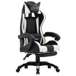 vidaXL Sedia da Gaming con Poggiapiedi Bianca e Nera in Similpelle