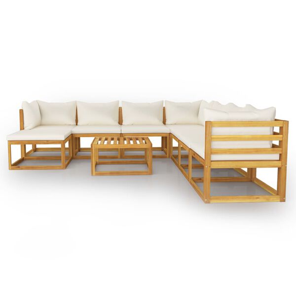 vidaXL Set Divani da Giardino 9 pz con Cuscini Crema in Legno Acacia