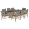 vidaXL Set Pranzo da Giardino 9 pz con Cuscini Beige Misto Polyrattan