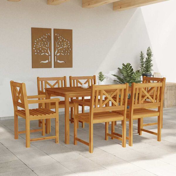vidaXL Set da Pranzo per Giardino 7 pcs Marrone