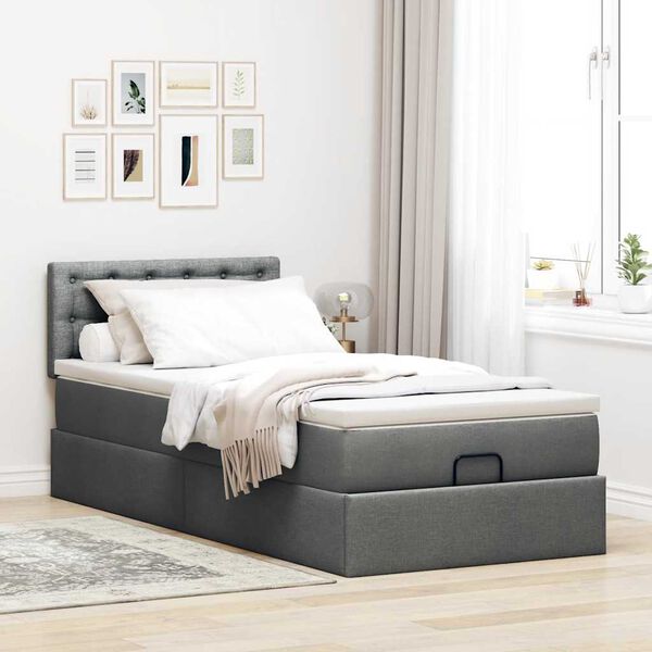vidaXL Struttura Letto Pouf con Materasso 180x200 cm in Tessuto