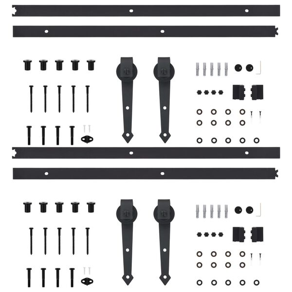 vidaXL Kit di Binari per Porte Scorrevoli 2 pz 200 cm Acciaio Nero
