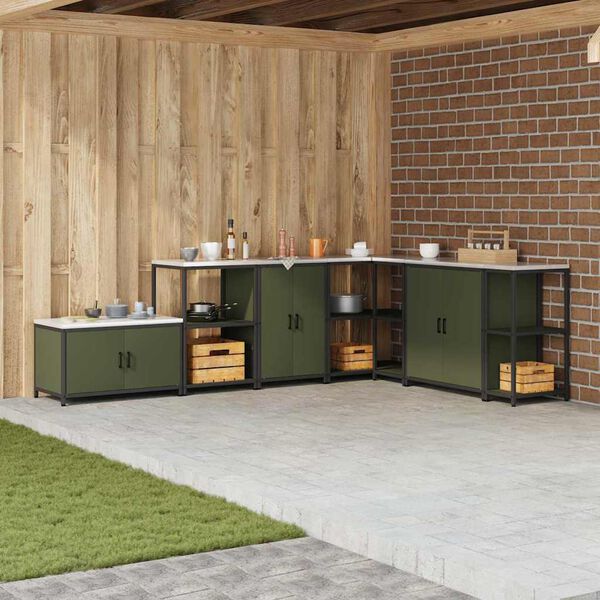 vidaXL Stoccaggio in cucina Verde oliva 60 x 50 x 92 cm Acciaio