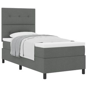 vidaXL Letto a molle con materasso Grigio scuro 80 x 200 cm Tessuto