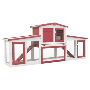 vidaXL Conigliera per Esterni Grande Rossa e Bianca 201x45x85cm Legno