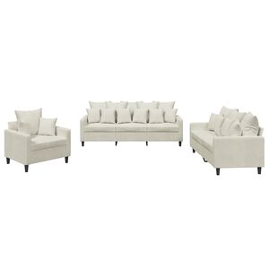 vidaXL Set di Divani 3 pz con Cuscini Crema in Velluto