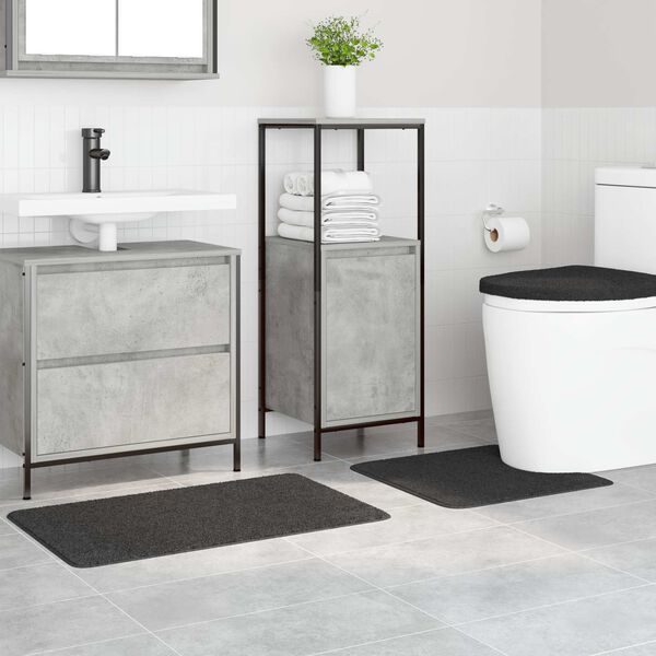 vidaXL Set di tappetini antiscivolo per il bagno 3 pcs Grigio scuro PP