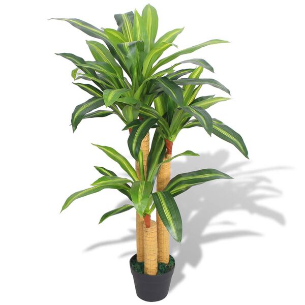 vidaXL Dracena Pianta Artificiale con Vaso 100 cm Verde