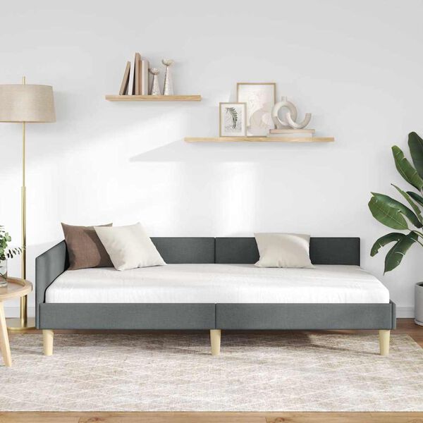 vidaXL Cornice del letto ad angolo Grigio scuro 100 x 200 cm Tessuto