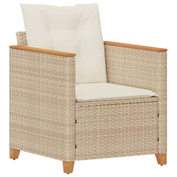 vidaXL Sedia da Giardino con Cuscini Beige in Polyrattan