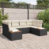 vidaXL Set Divano da Giardino 6 pcs Nero e Crema Polyrattan
