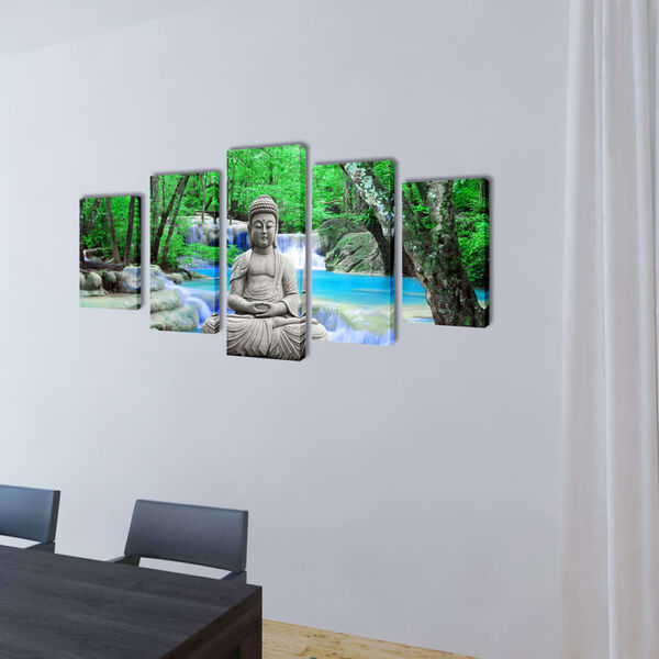5 pz Set Stampa su Tela da Muro Buddha 100 x 50 cm