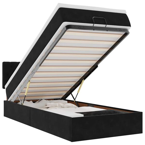 vidaXL Pouf Letto con Materasso e LED Nero 80x200cm in Velluto