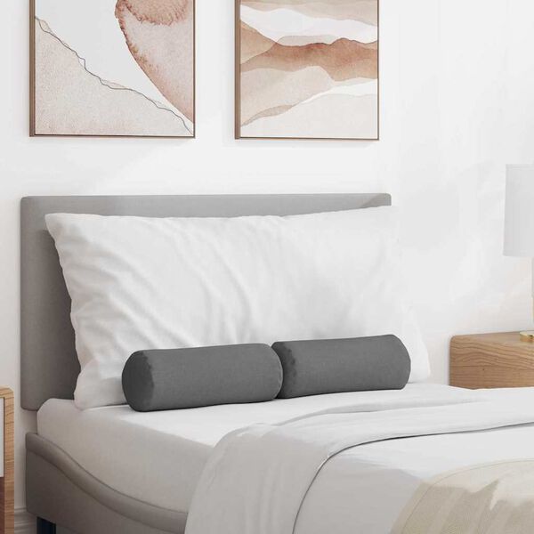 vidaXL Cuscini a rullo 2 pcs Grigio scuro &Oslash; 15 x 40 cm Tessuto
