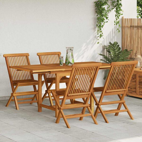 vidaXL Set da Pranzo da Giardino 5 pz in Legno Massello di Teak