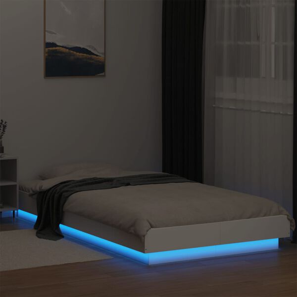 vidaXL Giroletto con Luci LED Bianco 90x200 cm in Legno Multistrato