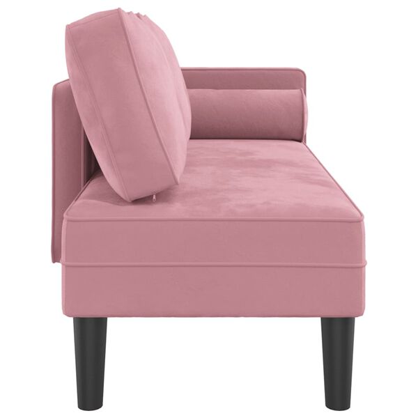 vidaXL Chaise Lounge con Cuscini Rosa in Velluto
