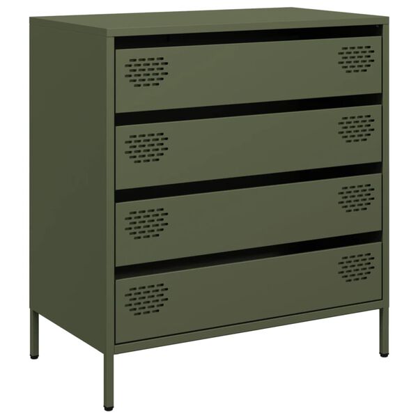 vidaXL Credenza Verde Oliva 68x39x73,5 cm in Acciaio Laminato a Freddo