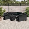 vidaXL Set Divani da Giardino 9 pz con Cuscini Nero in Polyrattan