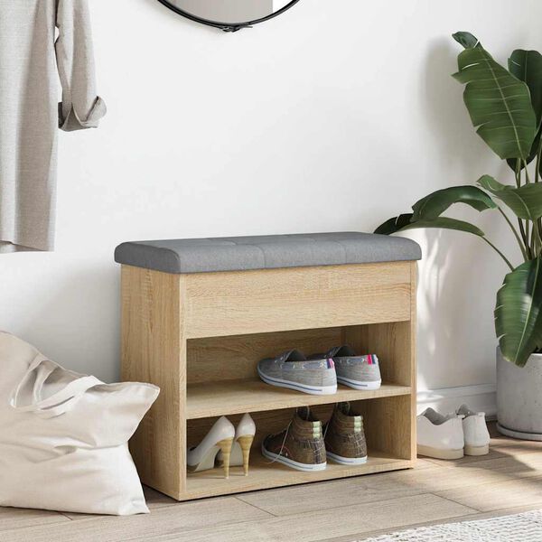 vidaXL Panca Porta Scarpe Rovere Sonoma 62x32x50 cm Legno Multistrato