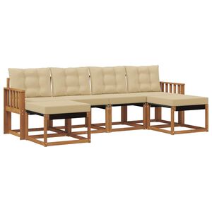 vidaXL Set di divani da esterno con cuscino 6 pcs Naturale e Beige