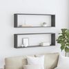 vidaXL Mensole Parete a Cubo 2pz Grigie 100x15x30 cm Legno Multistrato