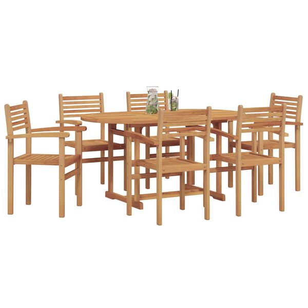 vidaXL Set da Pranzo per Giardino 7 pcs Naturale