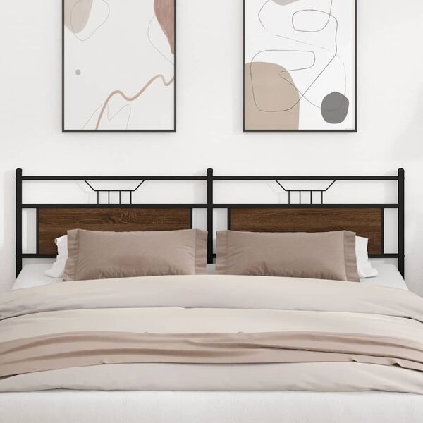 vidaXL Testiera di Ricambio Rovere Marrone 193 cm in Legno Multistrato e Acciaio