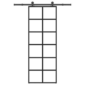 vidaXL Porta Scorrevole con Ferramenta 76x205cm Vetro ESG Alluminio