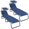 vidaXL Lettino prendisole pieghevole 2 pcs Blu 190 x 57 x 81 cm Oxford