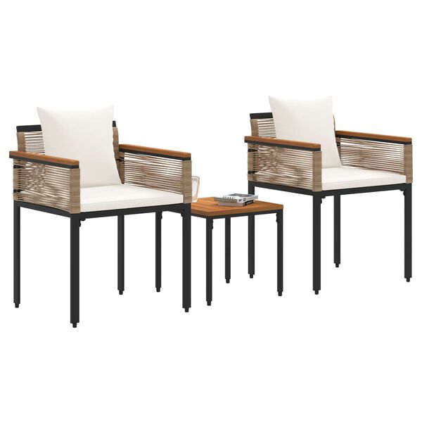 vidaXL Set di Mobili da Esterno con cuscino 3 pcs Beige e Bianco Crema