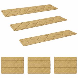 vidaXL Tappeti per scale 15 pz 76 x 20 cm Beige Poliestere