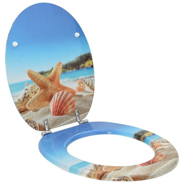 vidaXL Sedile del WC Blu Chiaro 44 x 38 cm Pannello MDF