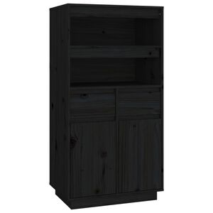 vidaXL Credenza Nera 60x40x116,5 cm in Legno Massello di Pino