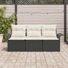 vidaXL Set Divano da Giardino con cuscino 3 pcs Nero Poly Rattan