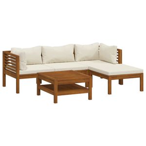 vidaXL Set Divani da Giardino 5 pz con Cuscini Crema in Legno Acacia