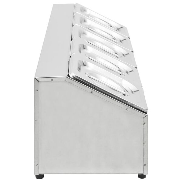 vidaXL Supporto Gastronorm con 5 Contenitori GN 1/6 in Acciaio Inox