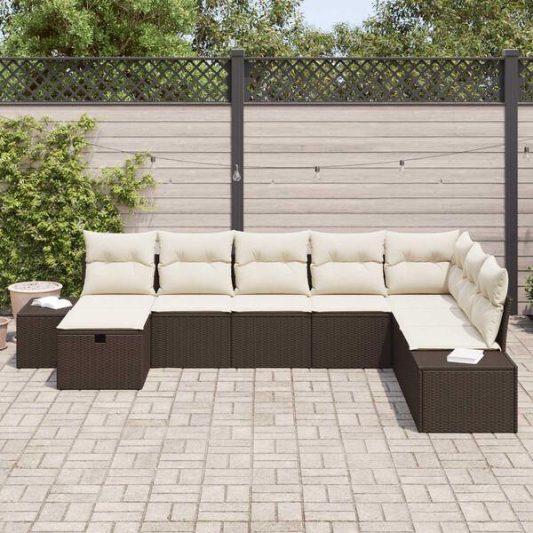 vidaXL Set Divano da Giardino con cuscino 8 pcs Marrone polyrattan