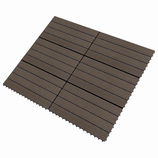 vidaXL Piastrella per Decking 6 pcs Marrone Scuro 60 x 30 cm WPC