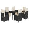 vidaXL Set da Pranzo da Giardino 7 pz Nero con Cuscini in Polyrattan