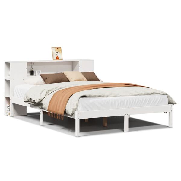 vidaXL Letto Libreria senza Materasso Bianco 140x190 cm Legno di Pino