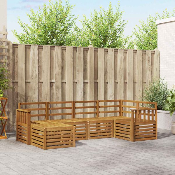 vidaXL Set divani 6 pcs Naturale Legno di Acacia Massello