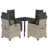 vidaXL Set Pranzo da Giardino 5pz con Cuscini Grigio Chiaro Polyrattan