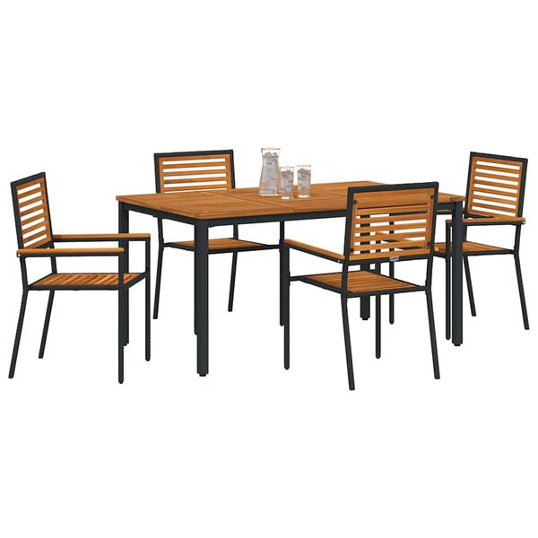 vidaXL Set da Pranzo per Giardino 5 pcs Nero e Marrone polyrattan