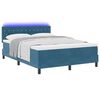 vidaXL Letto a Sorgente LED con led Blu Scuro 140 x 200 cm Velluto