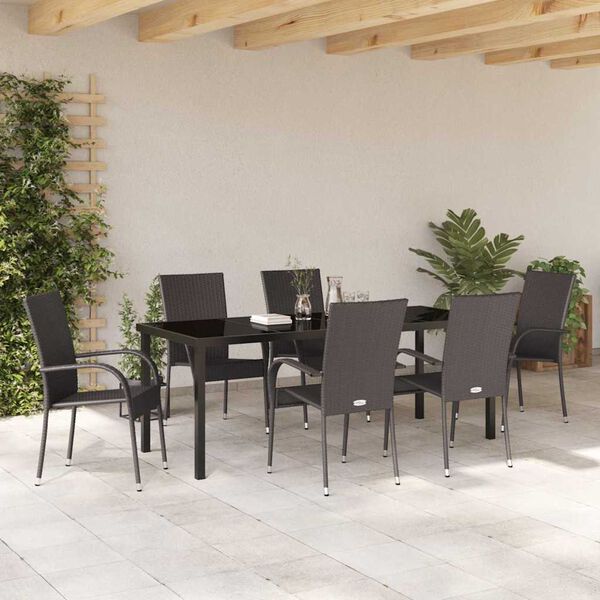 vidaXL Set da Pranzo per Giardino 7 pcs Marrone