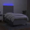 vidaXL Letto a Molle Materasso e LED Grigio Chiaro 90x200 cm Tessuto